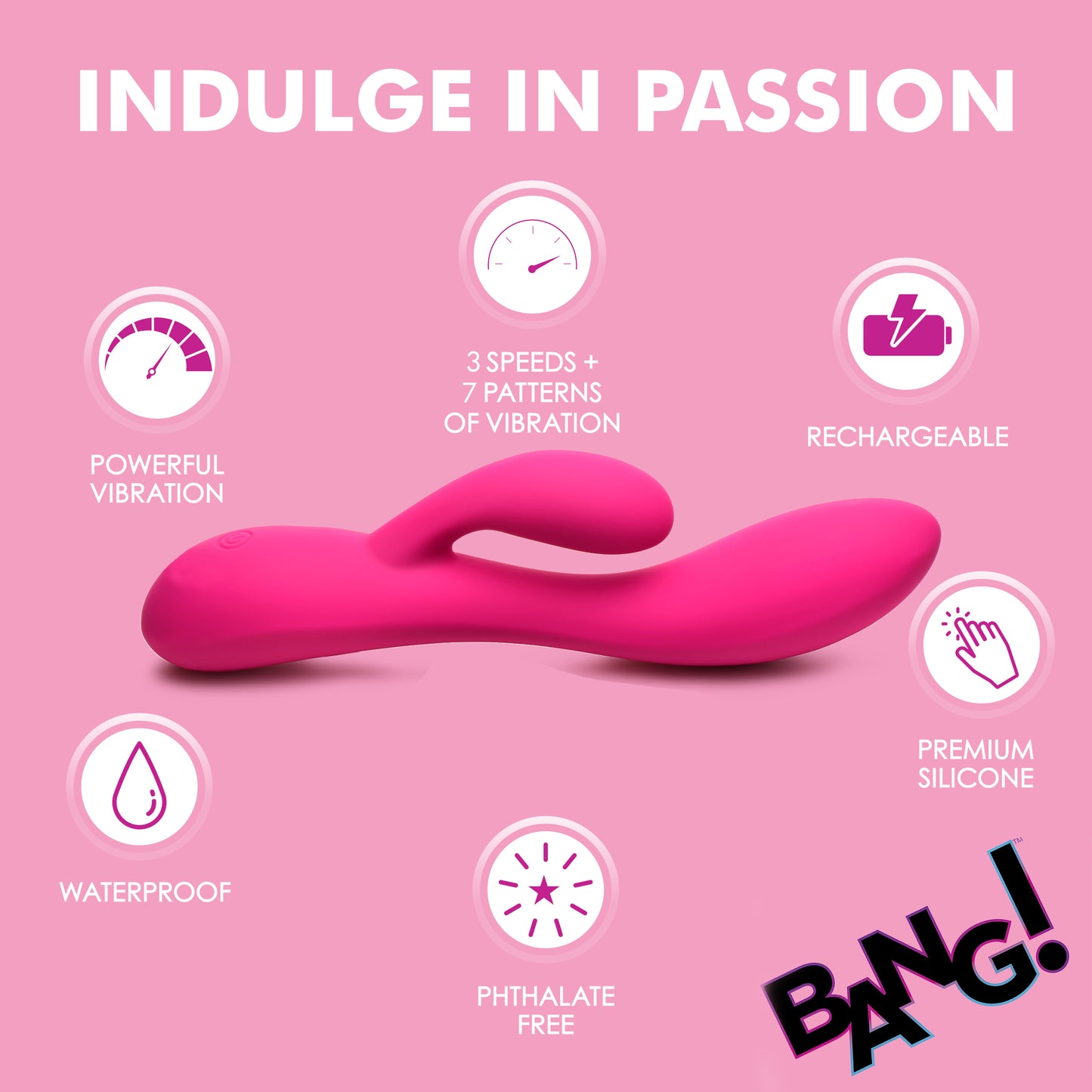 10x Flexible Silicone Rabbit Vibrator - Pink