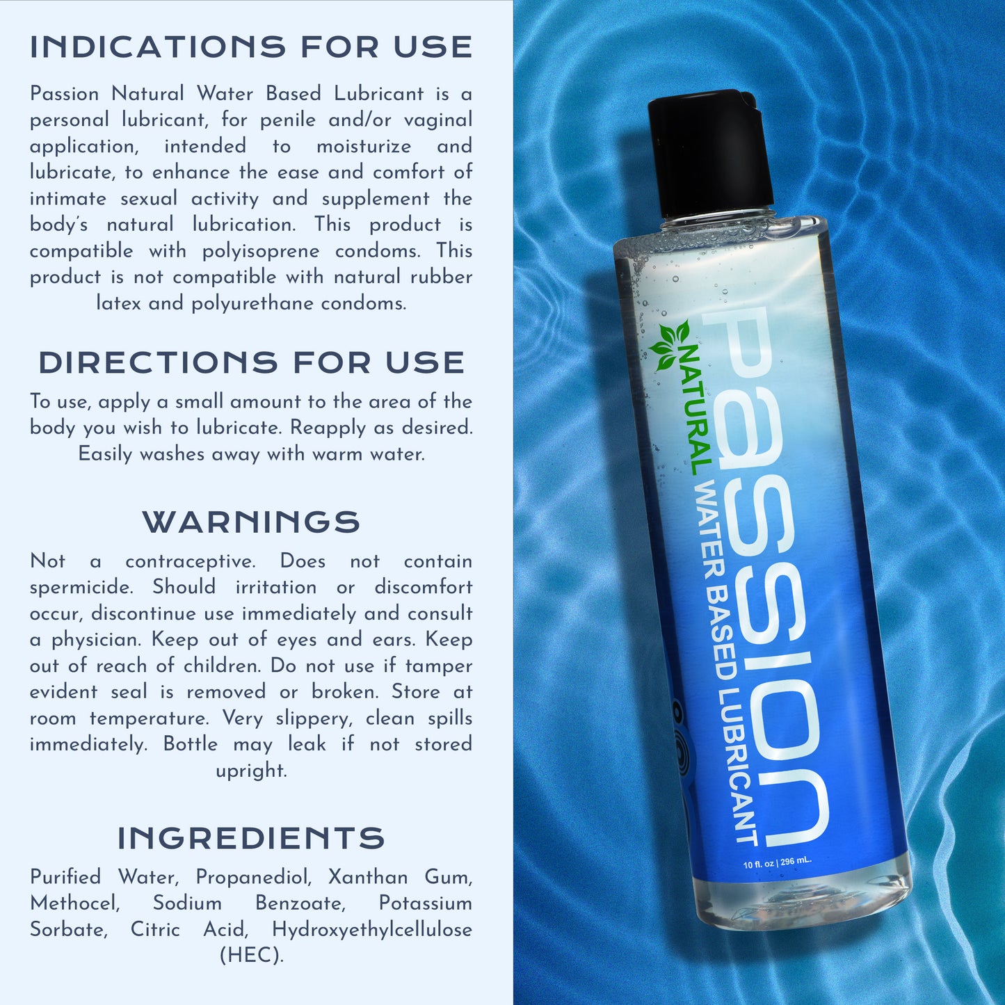 Passion Natural Water-based Lubricant - 10 Oz