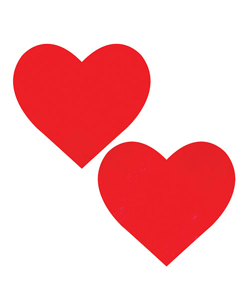 Neva Nude Vixen Queen Status Wet Vinyl Heart Pasties - Red QN